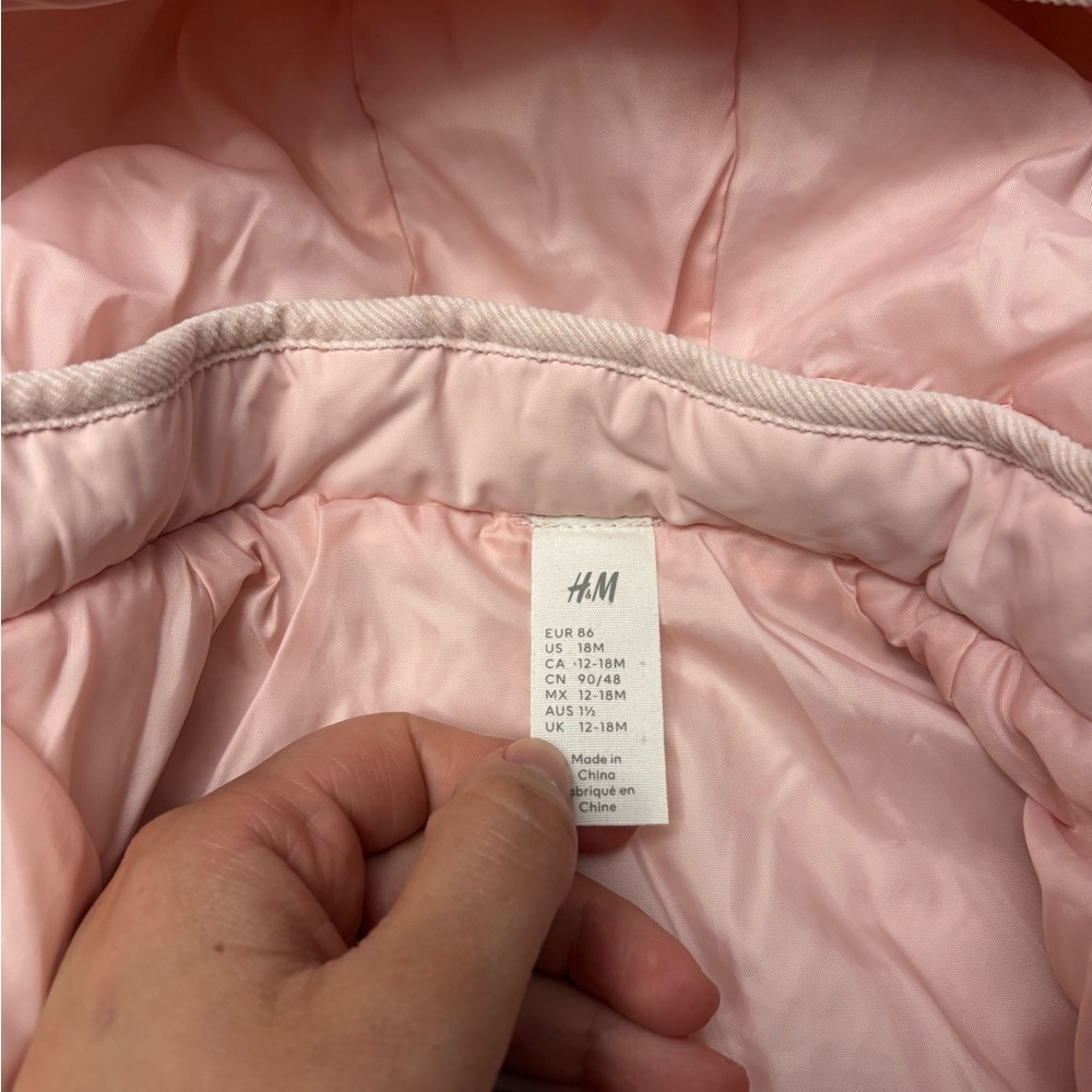 H&M Light Pink Quilted Jacket 12-18 months - Picture 4 of 7
